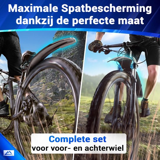 Nextcover Schutzblechset Mountainbike vorne & hinten - Abnehmbares MTB Schutzblech Werkzeug - Passend für 24-29 Zoll Fahrräder - Vorderrad & Hinterrad - Vorderradschutzblech & Hinterradschutzblech