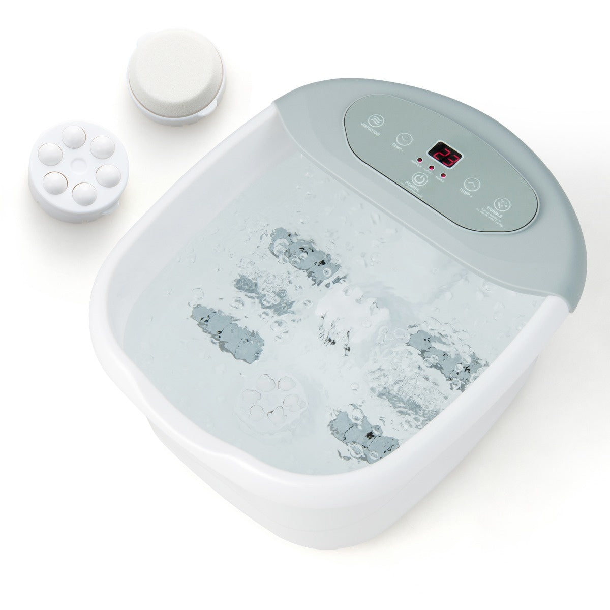 Coast Fußmassagegerät Fußbad mit herausnehmbarem Pedikürestein 1 Stunde Abschaltautomatik grau