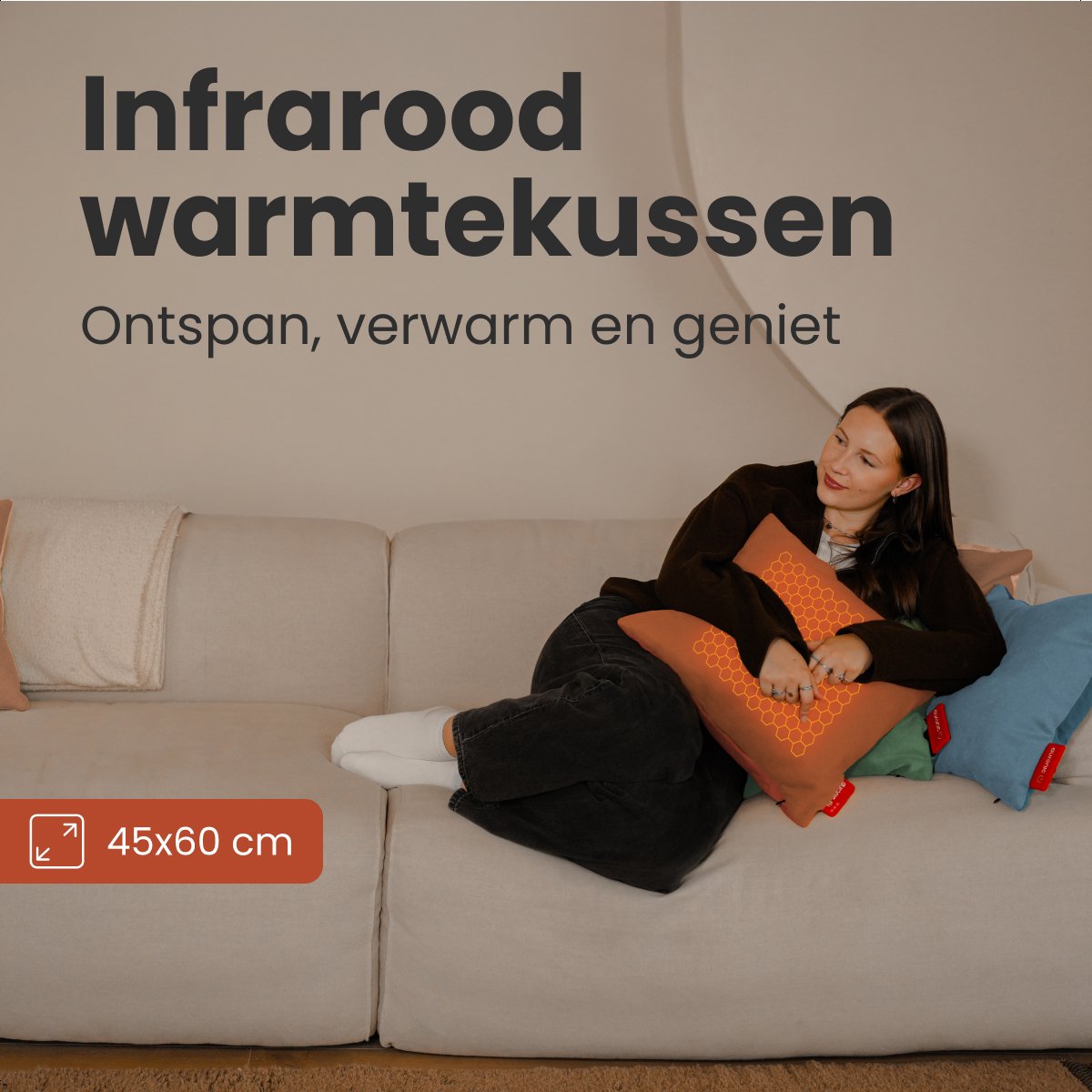 Auronic Classic Wärmekissen - 45x60 cm - Kabellos & wiederaufladbar - Infrarotwärme - 3 Stufen - Orange