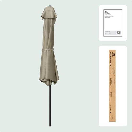LifeGoods Balkon Sonnenschirm - Garten - 270x135 cm - Halbkreisförmiger Sonnenschirm - Wasserdicht - UPF50+ - Taupe