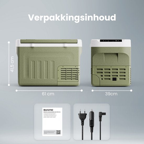 Auronic Electric Cool Box - Kompressor - 30L - 12V und 240 Volt - Campingkühlschrank - Frigobox Auto - Grün