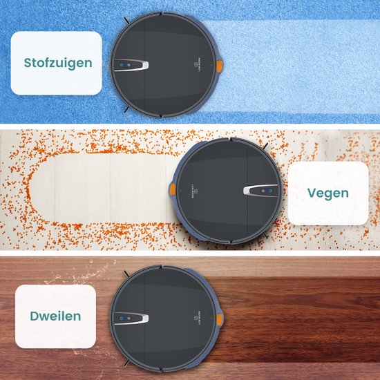 Samako Wisch-Roboterstaubsauger TurboFlow - Staubsaugerroboter mit Wischfunktion - Wischroboter mit Ladestation - Roboter Staubsauger - Reinigungsroboter - App - Ladestation - 4-in-1