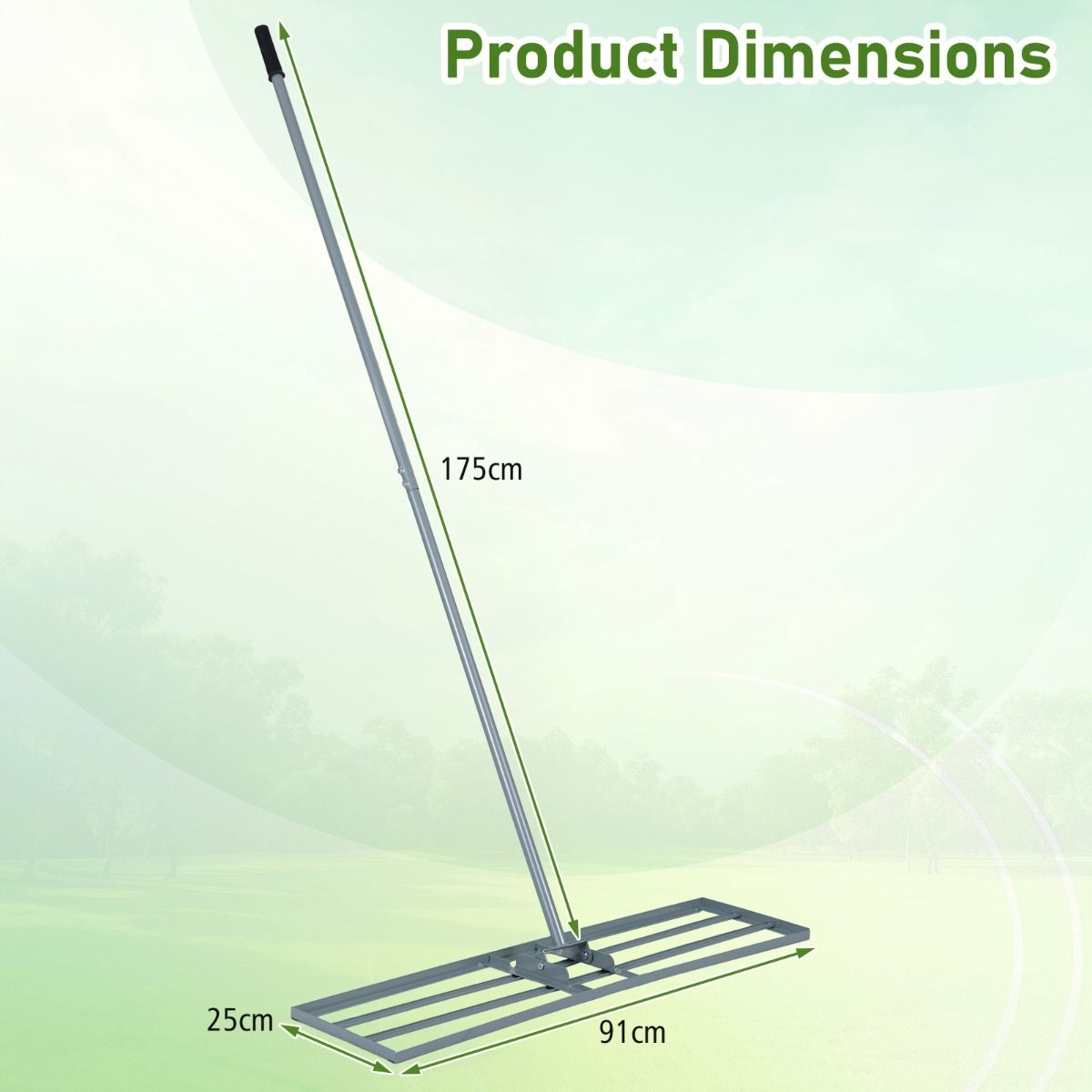 Coast Rasenausgleichsrechen 91 x 25 cm – Ergonomischer Stiel 170 cm – Silber