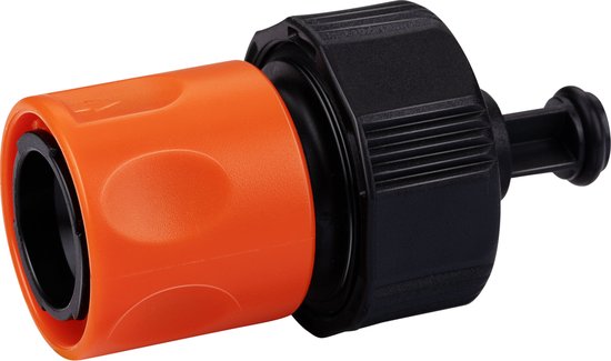 BLACK+DECKER Gartenschlauch Schnellkupplung - mit Wasserstop - 5/8'-3/4' - ⌀16-19 mm - Kunststoff - Schwarz/Orange