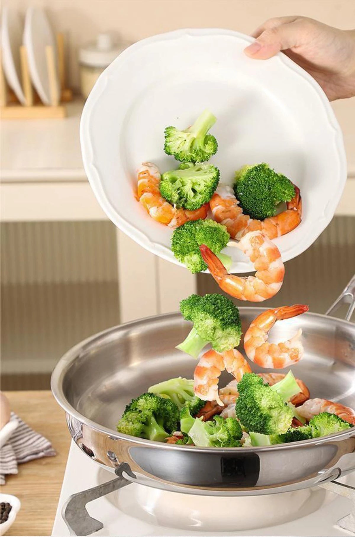 PURECOOK Tri-Ply-Edelstahl-Bratpfanne 28 cm – Edelstahl 304 – Silber – Für alle Herdarten geeignet