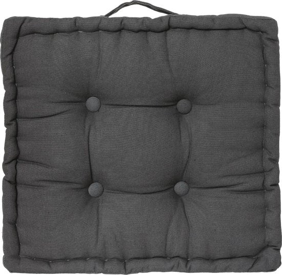 Atmosphera Bodenkissen Square – dunkelgrau – Baumwolle – 38,5 x 38,5 x 8 cm – quadratisch – extra dick