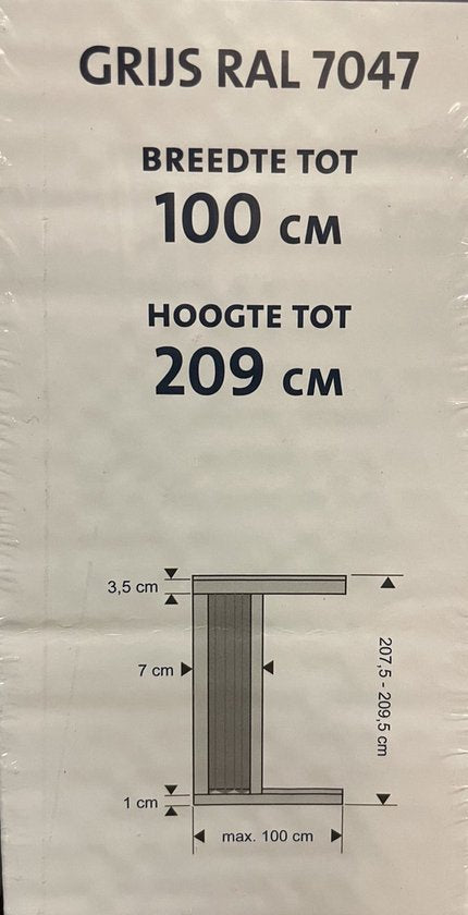 Plissee-Tür Bruynzeel S500 98x199 grau