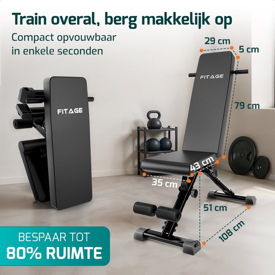 FITAGE Fitness-Bank - Fitness-Haltegriff-Bank bis zu 300KG - einstellbar - faltbar - schwarz