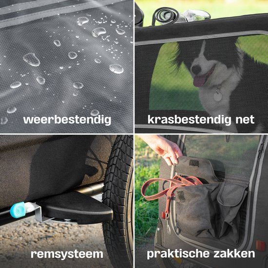 TrevoPet - Hundefahrradanhänger - Hundefahrradanhänger faltbar - Hundefahrradanhänger für kleine und große Hunde (max. 30kg) - Hundefahrradanhänger - 2-in-1 Hundefahrradanhänger für Fahrrad bis Hundebuggy - Hundeanhänger - Geeignet für E-Bikes und normale