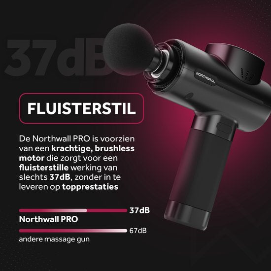 Northwall Massage Gun Professional PRO - Massagepistole mit Koffer und 5 Aufsätzen - Leistungsstarkes und kabelloses Sport- und Entspannungsmassagegerät