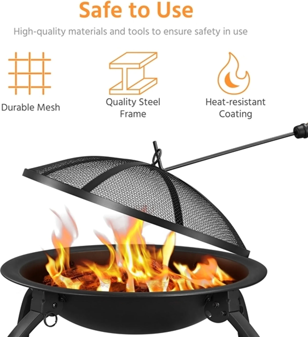 Yaheetech Zusammenklappbare Feuerschale 54 x 38,5 cm mit Tragetasche – Schwarz – Metall