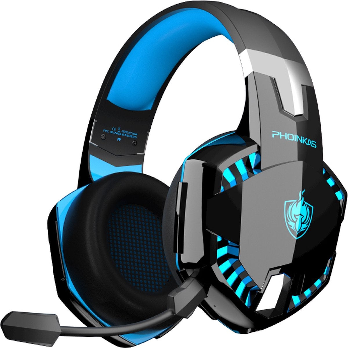 PHOINIKAS Bluetooth Gaming Headset - Mit Mikrofon - G2000 BT - Over-Ear Kopfhörer -Schwarz