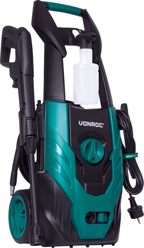 VONROC Hochdruckreiniger V14-2 - 1400W - 110 bar - 390 l/h - Inkl. 5m Schlauch, Reinigungsmittelflasche, Terrassenreiniger und mehr