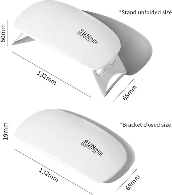 Nagellacktrockner SunMini - Professionell & Kompakt - LED-Beleuchtung 6W - Gellack - Nagellampe - Nagelpflege - USB-Ladegerät - Nagellacktrockner - Nagellacklampe - Weiß