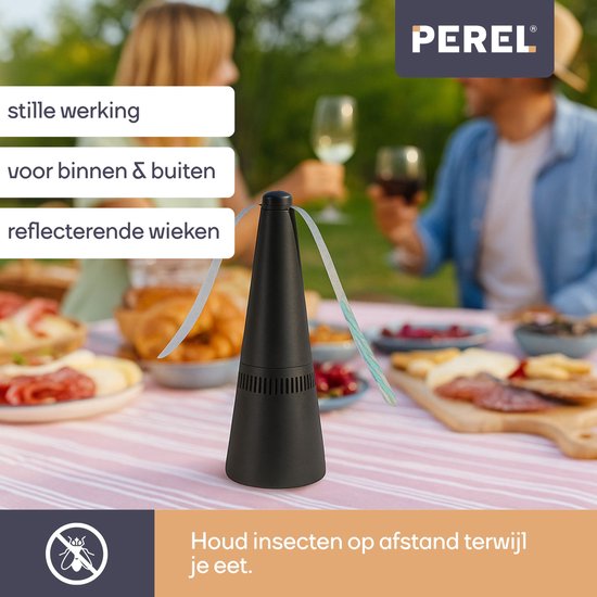 Perel Fliegenschutz, elektrisch, reflektierende Lamellen, 35 m², schwarz