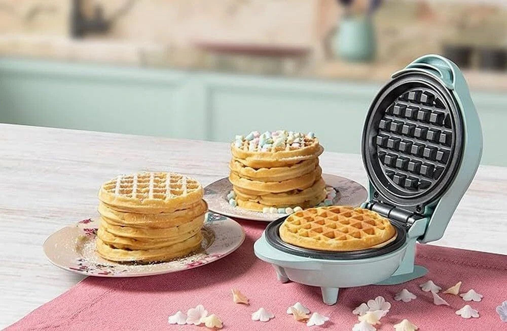 Bestron Sweet Dreams AMWE600G Mini-Waffeleisen 550 W – Temperaturregelung – Waffeln mit Ø 10 cm – Mint