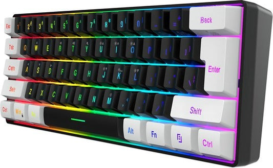 HXSJ V700 RGB Kompakte Gaming-Tastatur Qwerty 61 Tasten Backlight-Effekt Schwarz/Weiß