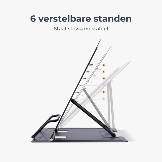 Castagnola Verstellbarer Buchhalter - Buchständer mit 6 Ständern - Buchhalter Metall - Rutschfester Tablet-Halter - Kochbücher und Lesebücher