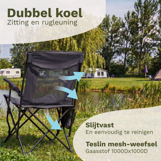 TRVLMORE Campingstuhl - klappbar - 150KG Tragkraft - inkl. Tragetasche - Klappstuhl - Angelstuhl - Campingstuhl - Klappstuhl - Grau
