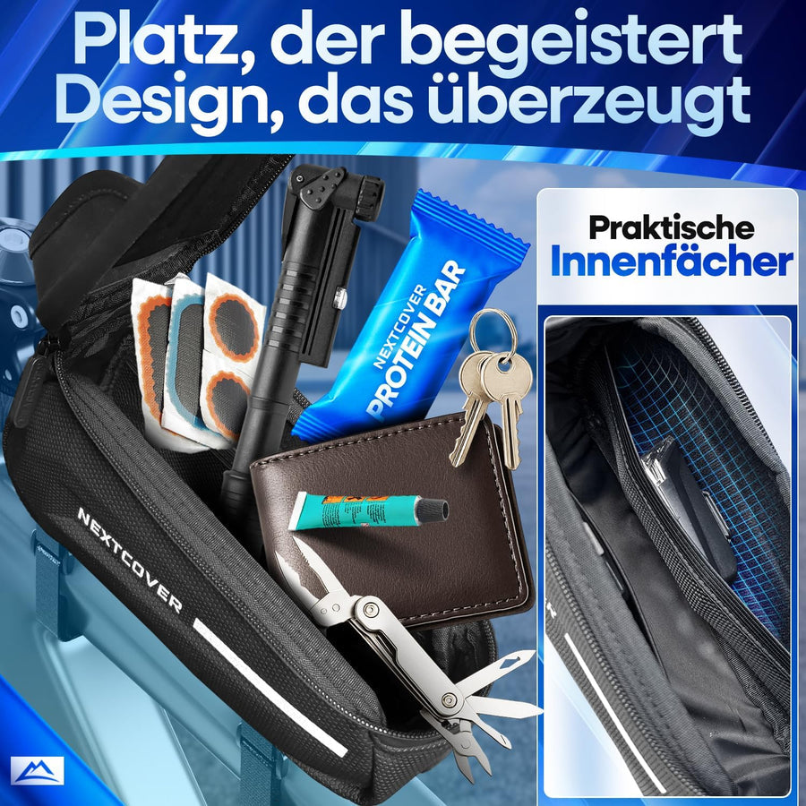 Nextcover Fahrradrahmen-Tasche 24 x 10,5 x 15 cm – Handytasche – Touchscreen – Wasserdicht
