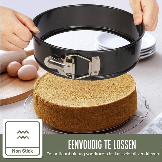 COOCK 4-tlg. rundes Springform-Set - Backform rund - Kuchenform - Backform mit Antihaftbeschichtung - Größen 12 bis 28cm - inkl. Teigschaber