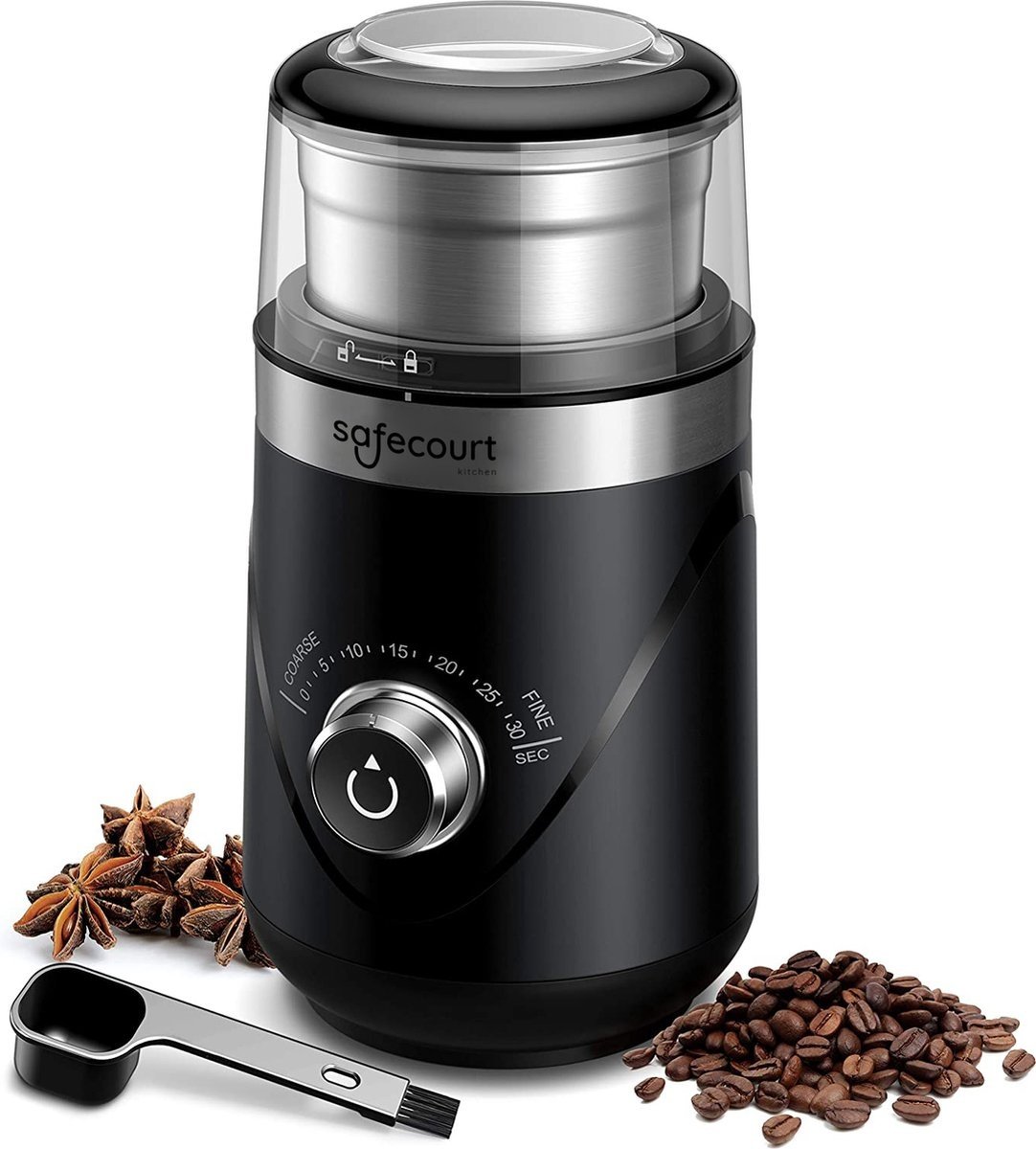 Safecourt Kitchen - Elektrische Kaffeemühle - 200W - leise - Schwarz
