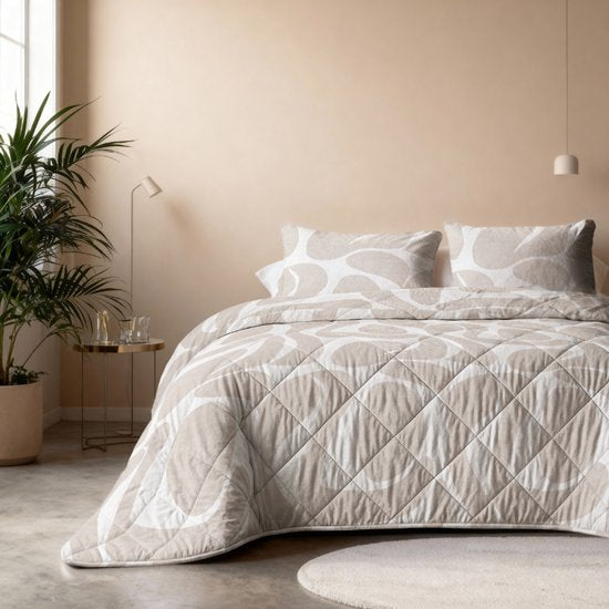 Sleeptime Waschbare Bettdecke ohne Bezug – inklusive Kissenbezug – Größe 200 x 200 cm – Taupe/Sand