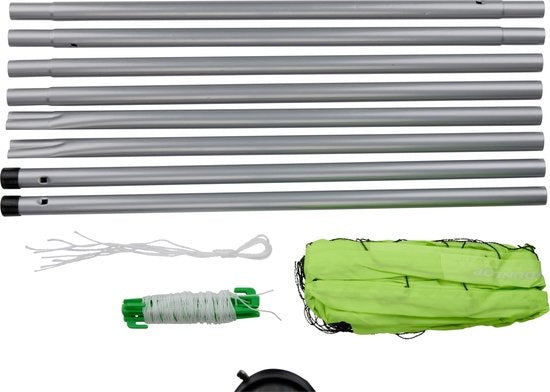 Dunlop Sports Net 609 x 220 CM - Volleyballnetz - Tennisnetz - Badmintonnetz - Komplettset mit Schlägern, Netz, Bodennägeln und Spannseilen - Multifunktional einsetzbar - Grün/Schwarz
