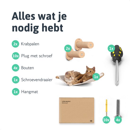 LBB Katzenkletterwand mit Hängematte - Kratzbaum mit Hängematte - Kletterwand - Kratzbaumwand - Kratzbaum für Großkatzen - Katzenspielzeug