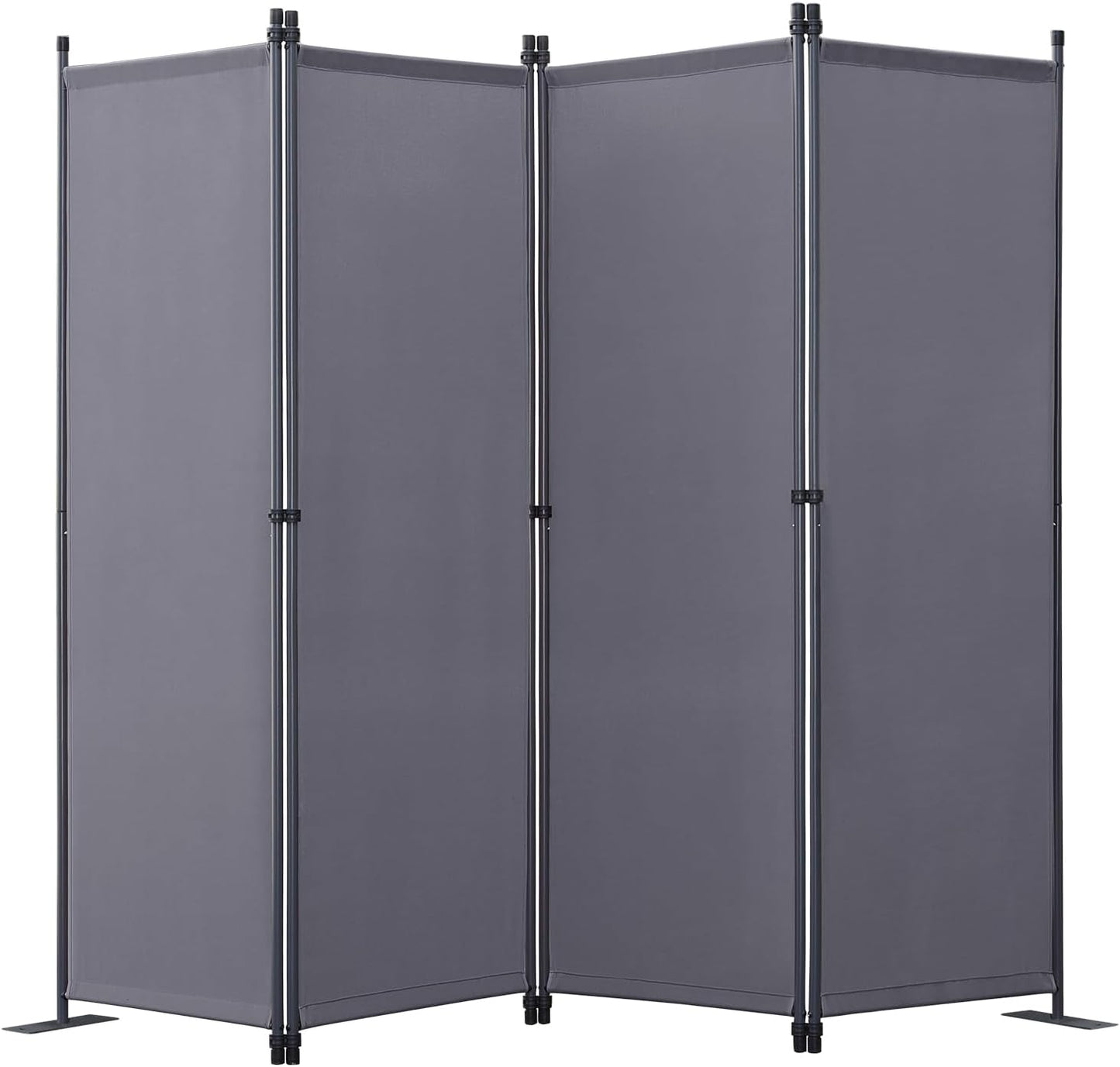 Angel Living Room Screen 4-Panels - Stabiler Raumteiler & Sichtschutz aus Stahl und Polyester, faltbar - Grau