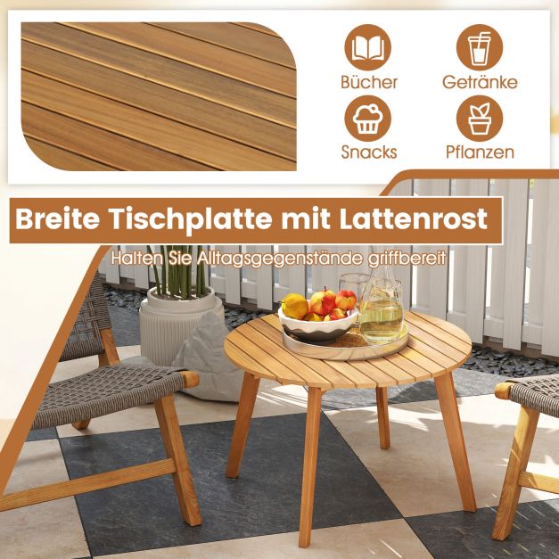 Coast Runder Beistelltisch aus Akazienholz – Ø 62 x 40 cm – Naturfarben