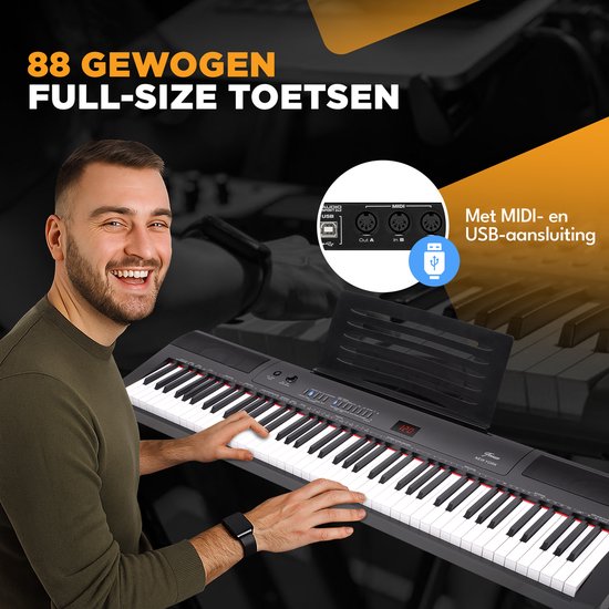 Finesse Digital Piano - 88 gewichtete Tasten - Ständer & Hocker - Keyboard Piano - Electric Piano - Erwachsene & Kinder