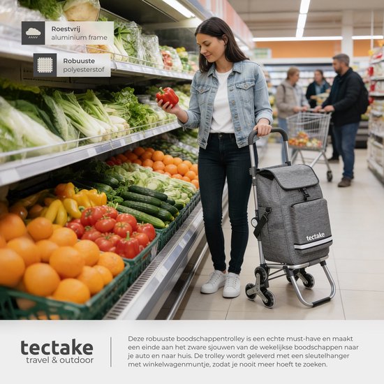 tectake® 3-in-1-Einkaufswagen mit Kühlfach – 4 treppenfähige Räder – zusammenklappbar – 56 l Fassungsvermögen – Einkaufswagen – Einkaufswagen - Auch als Sackkarre und Einkaufstasche verwendbar – Mit Schlüsselanhänger und Einkaufswagenmünze