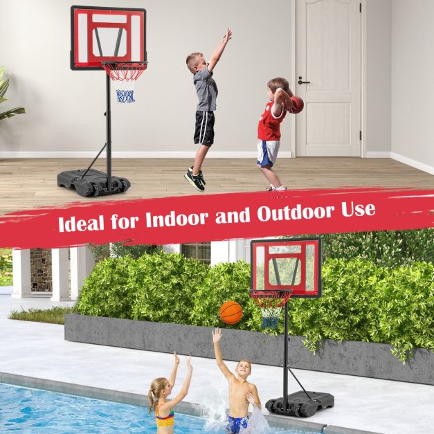 Coast Verstellbarer Basketballring für Pool - 165-185 cm hoch - Rot - Tragbarer Basketballständer für Kinder, Jugendliche und Erwachsene
