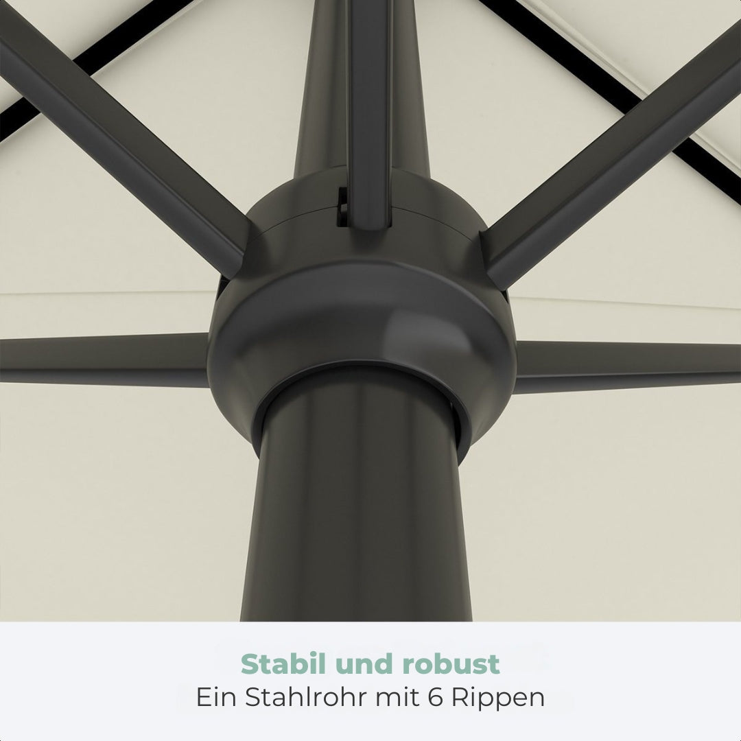 LifeGoods Sonnenschirm - 270 cm - 30° neigbar - wasserdicht - mit Bezug - Creme