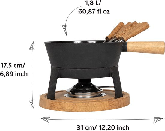 Boska Fondue Set Pro L - Käsefondue-Set - Für jede Art von Herd - Robustes & unzerbrechliches Gusseisen - 1,8 Liter