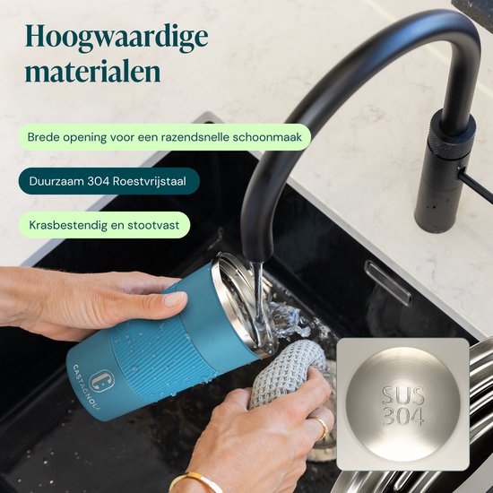 Castagnola Thermosbecher – Kaffeebecher zum Mitnehmen – Reisebecher für Kaffee und Tee – Teebecher – 510 ml – Edelstahl – Blau