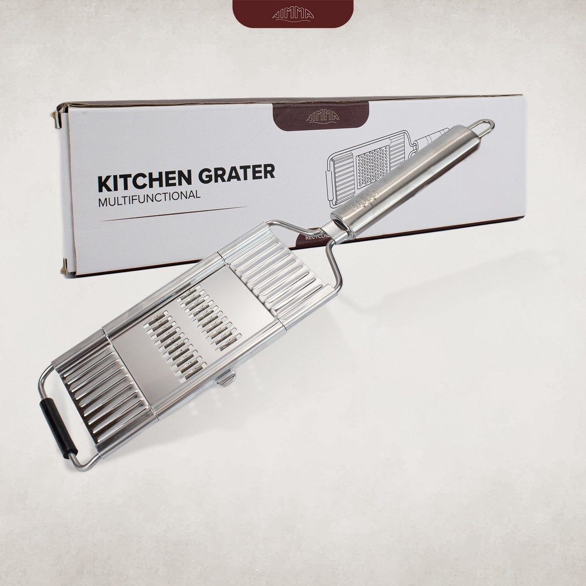 NimmaÂ¬Ã† Handrasp - 3-in-1 Rasp - Kaasrasp - Gemberrasp - Knoflookrasp - Groentesnijder - Mandoline Opzetstuk - Rvs Rasp