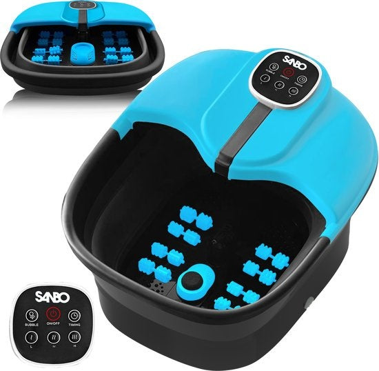Sanbo Fußbad - Massage - Schwarz / Blau - heizt bis zu 49Â°C - klappbar - Fußmassagegerät