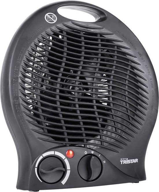 Tristar Elektrischer Campingheizstrahler KA-5037 – Heizlüfter – 2 Heizstufen 1000|2000 Watt – Für kleine Räume – Schwarz
