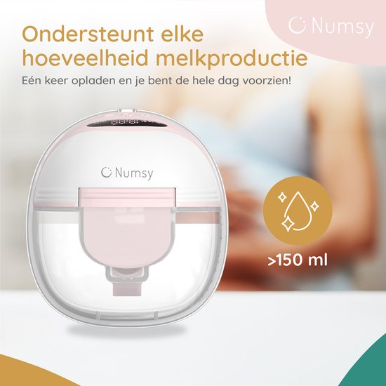 Numsy Elektrische kabellose Milchpumpe (einseitig) – Freihändig – BPA-frei – Einseitig