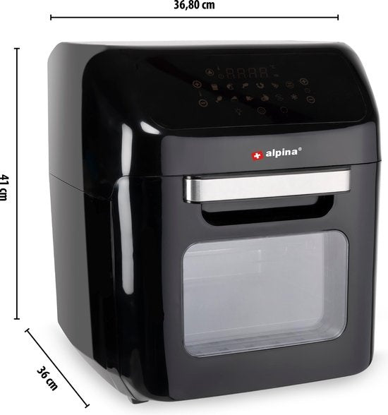 alpina Airfryer Oven 12L - Heißluftfritteuse 1800W - Heißluftofen mit Back- und Grillfunktion