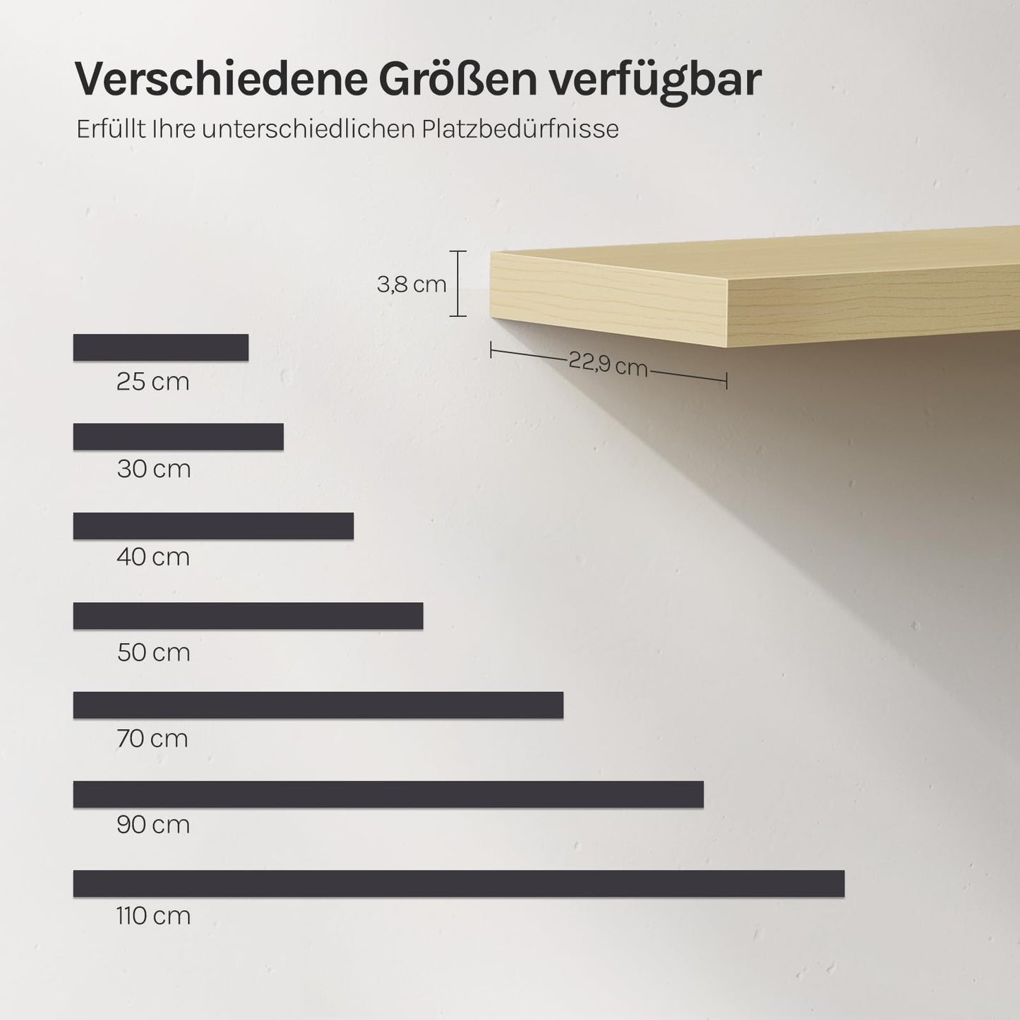 WOLTU RG9372kei Wandregal – MDF mit PVC-Furnier – Eiche gelb – 40 x 22,9 x 3,8 cm