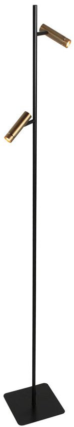 Stehlampe Lumo 4608BR – Moderne Leselampe mit zwei Leuchten aus Metall mit bronzefarbenen Akzenten, 125 cm hoch, dreh- und neigbar, Marke Mexlite