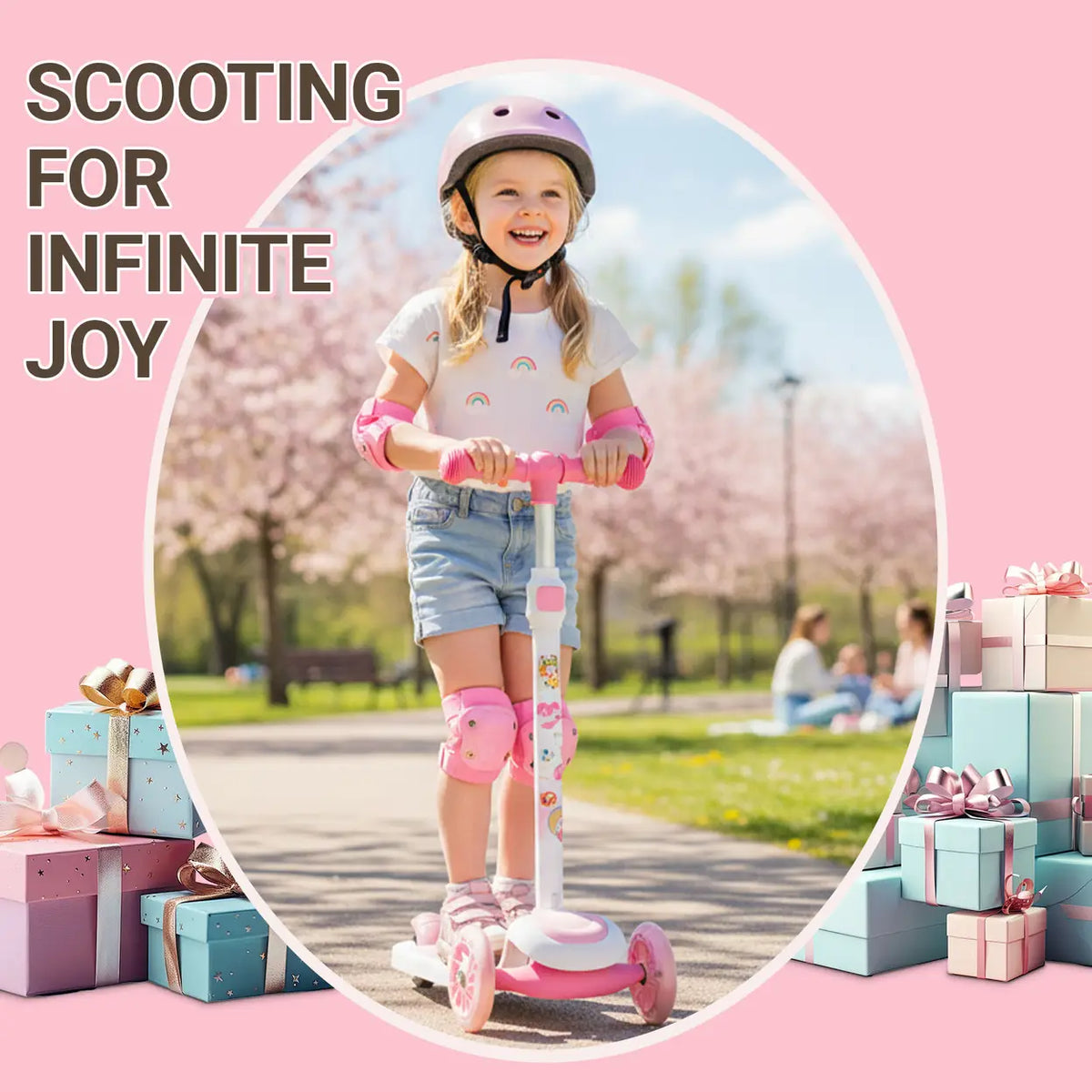 Neuleb Balance-Scooter mit beleuchteten Rädern – extra breites Deck – rosa