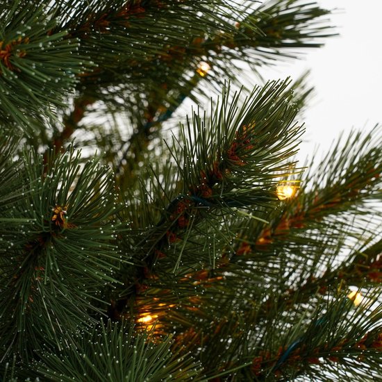 Triumph Tree Bristlecone Kunstweihnachtsbaum – Weihnachtsbaum mit Beleuchtung und 240 LED-Lämpchen – Kunstbaum mit Scharnierkonstruktion – H 215 x Ø 127 cm – Dunkelgrün – Für den Innenbereich