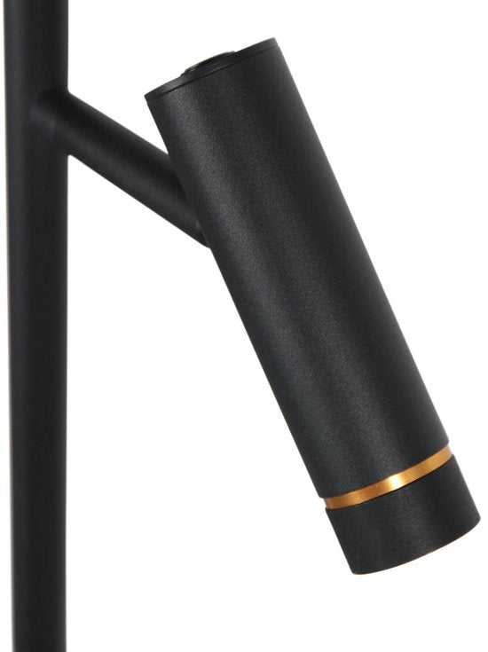 Stehlampe Lumo 4608ZW – moderne schwarze LED-Leselampe von Mexlite, 125 cm hoch, dreh- und neigbar, mit verstellbaren Lichtpunkten und Touch-Dimmer