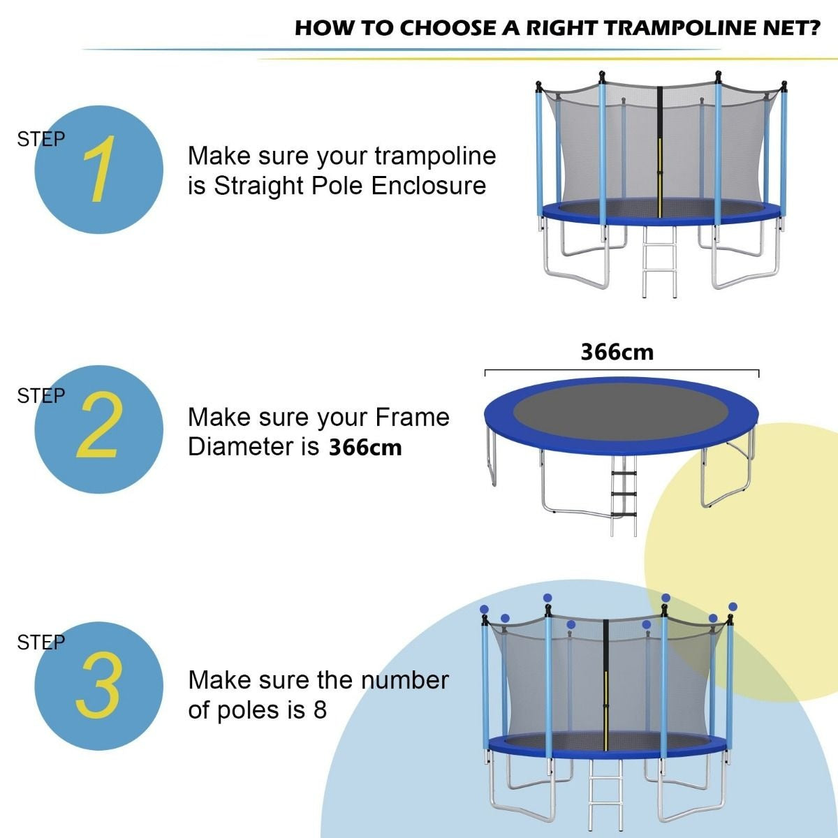Coast Trampolin Sicherheitsnetz - Ã˜366 cm - für Gartentrampoline - Schwarz