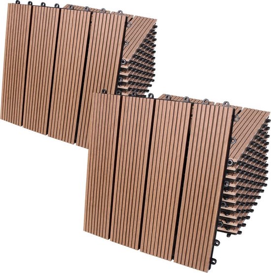 WPC-Terrassenfliesen – 22er-Set „Klassisch“ 30 x 30 cm – Terrakotta