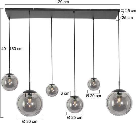 Steinhauer Pendelleuchte - Bollique LED - Designleuchte - E27  - Glas Metall - Schwarz